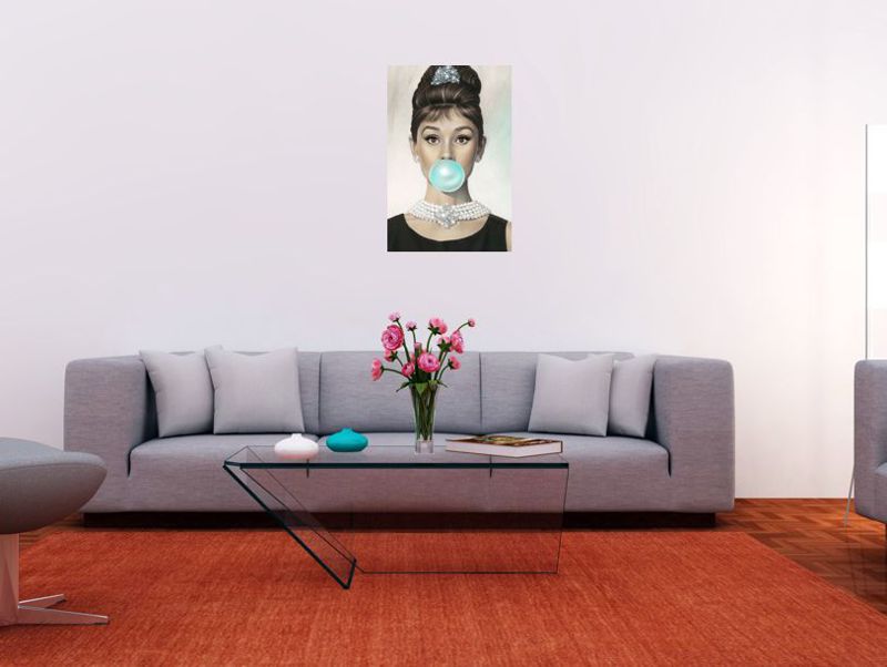 Cuadro Decorativo Canvas Audrey Hepburn con chicle