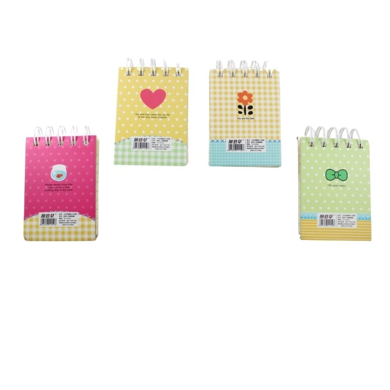 Pack 4 Mini Libretas de Notas Diseño Animalitos, LBP, Gato, Oso, Panda, 10cm (4in) -Colores