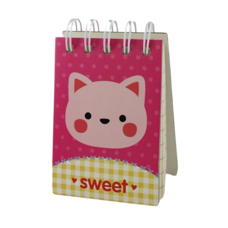 Pack 4 Mini Libretas de Notas Diseño Animalitos, LBP, Gato, Oso, Panda, 10cm (4in) -Colores