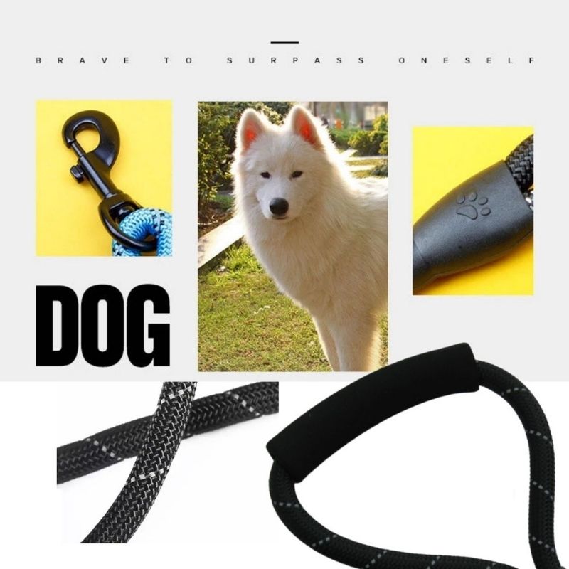 Correa de Nylon para Perro, Mascota, LBP, Reforzada Resistente Uso Rudo 150cm (60in) -Negro