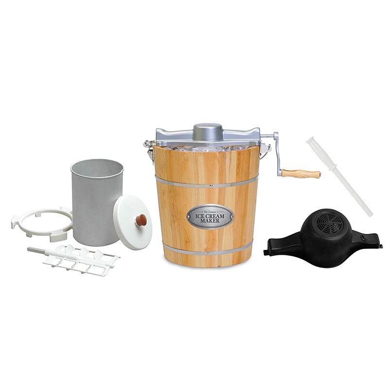 Elite Gourmet - Maquina Para Hacer Helados Electrica-manual Cubeta De Madera EIM502 (Reacondicionado)