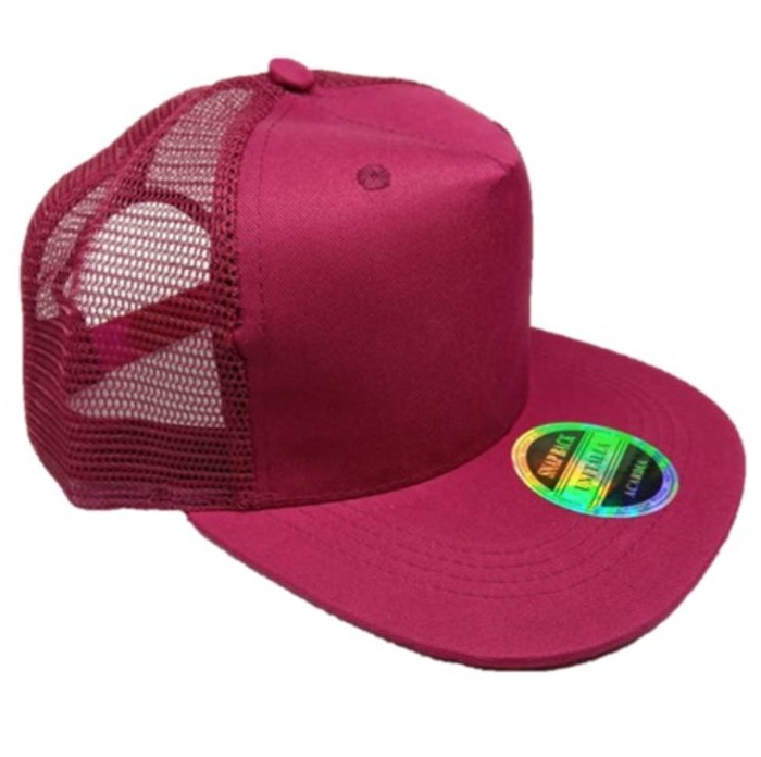 Gorra Visera Plana de Malla Lisa Tinto