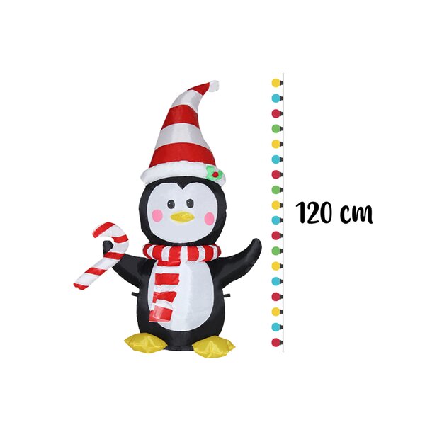 Muñeco Inflable Navideño Pinguino Con Bufanda Luz Led