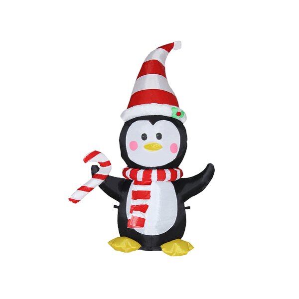 Muñeco Inflable Navideño Pinguino Con Bufanda Luz Led