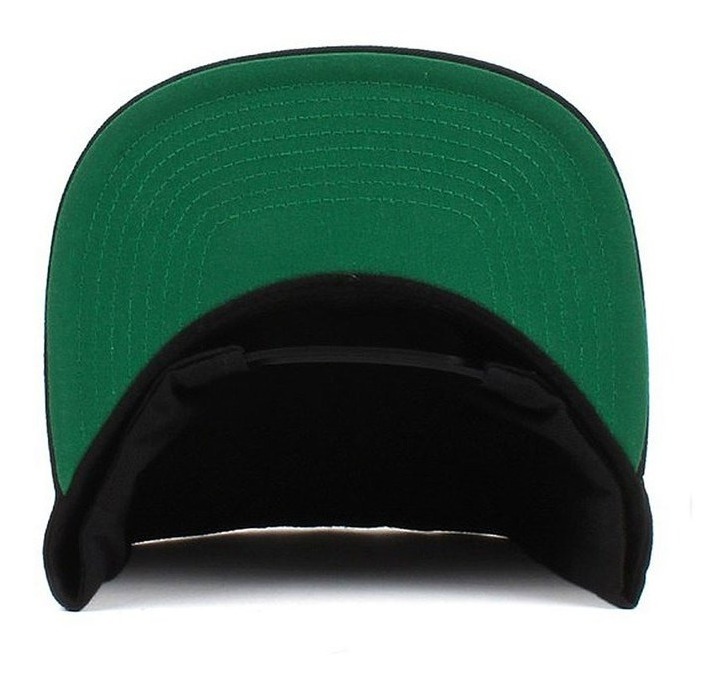 Gorras Plana Lisa Snapback Negra con Visera Verde