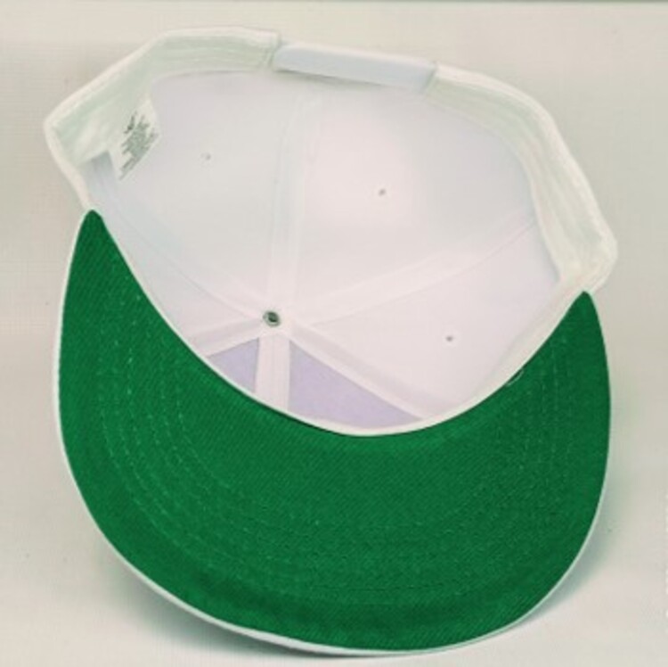 Gorras Plana Lisa Snapback Blanca con Visera Verde