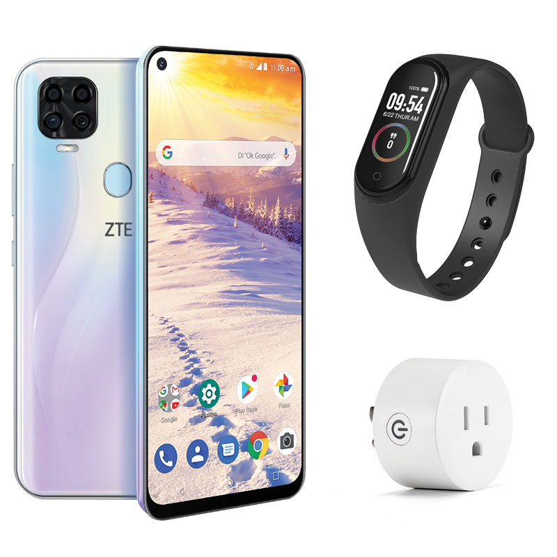 Celular ZTE LTE 9000 BLADE V2020 Color BLANCO Telcel y llévate un contacto wireless inteligente y una Smart band