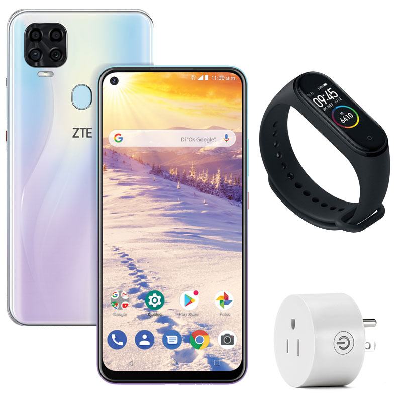 Celular ZTE LTE 9000 BLADE V2020 Color BLANCO Telcel y llévate un contacto wireless inteligente y una Smart band