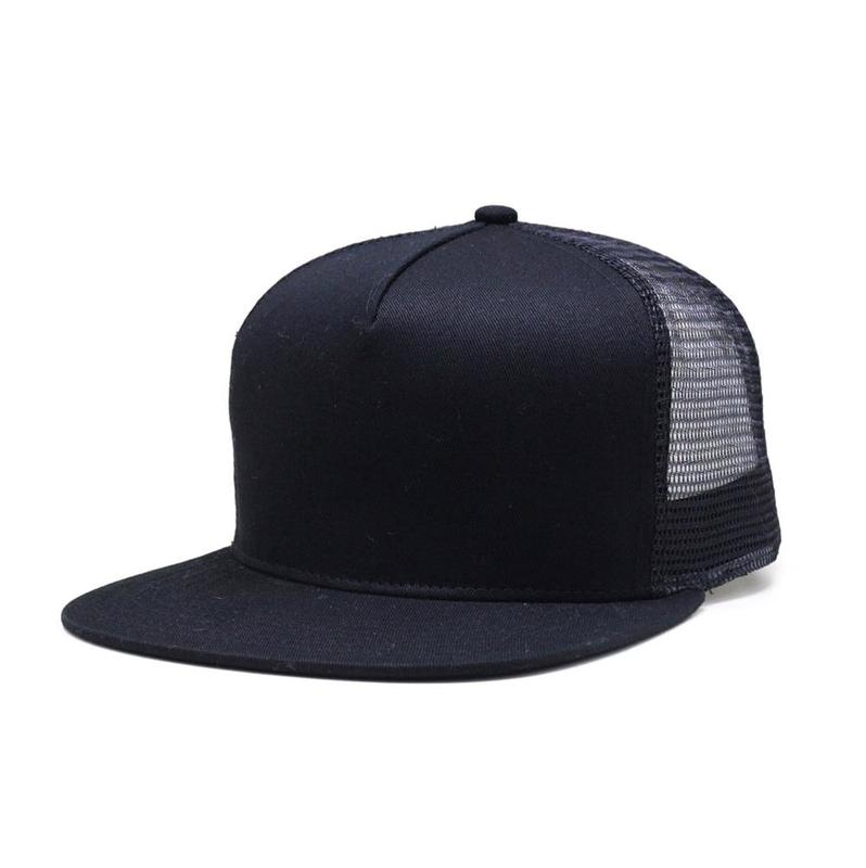 Gorra Visera Plana de Malla Lisa Negro (Lote de 10 Piezas)