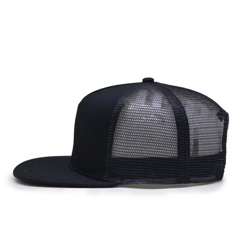 Gorra Visera Plana de Malla Lisa Negro (Lote de 10 Piezas)
