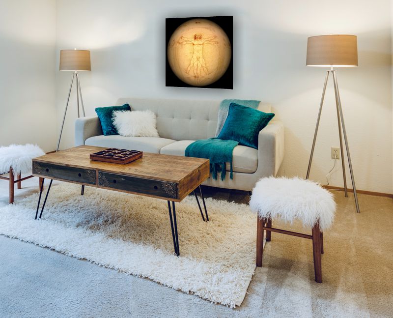 Cuadro Decorativo Canvas Hombre de Vitruvio o Estudio de las proporciones ideales del cuerpo humano de Leonardo da Vinci