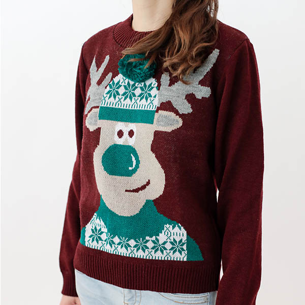 Sueter Navideno Unisex Unitalla diseno de Reno con borla 3D Ugly Sweater (Leer Descripcion)