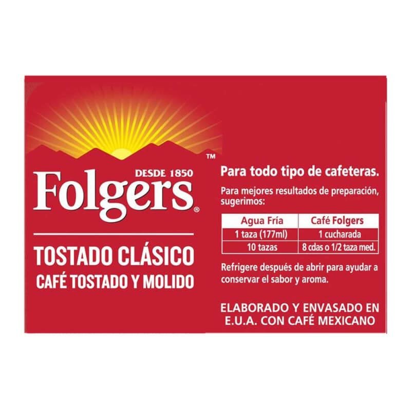 Café Tostado y Molido Folgers Clásico 876 g