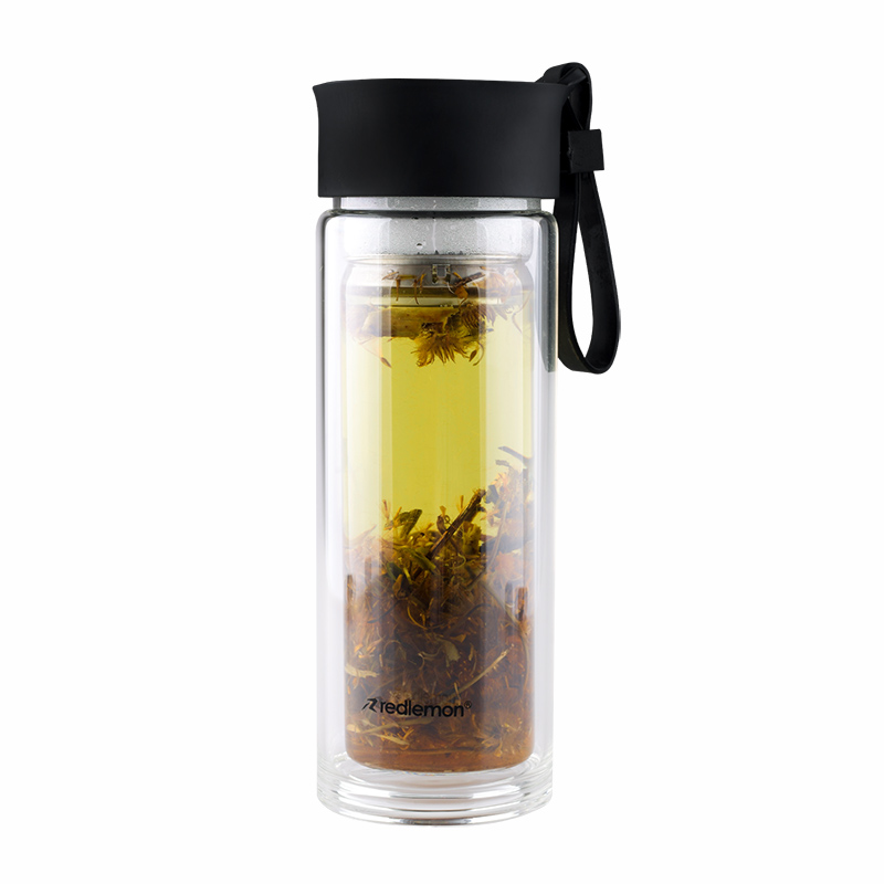 Termo Infusor de Vidrio de Doble Pared para Té 300 ml Redlemon