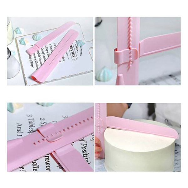 Aleissi Peine Regla Alisador Ajustable Pastel Reposteria 2 En 1 (Rosa)