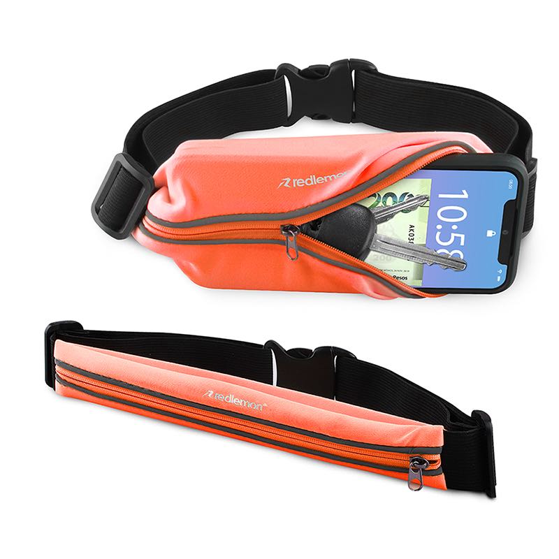 Redlemon Cinturón para Correr Impermeable, Ajustable y Flexible Tipo Cangurera, Deportivo con Cintas Reflejantes para la Noche, Compatible con Smartphones y más.