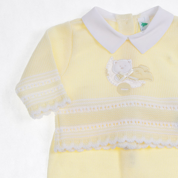 Conjunto Tejido tipo Mameluco para Bebé color Amarillo 0 a 2 años