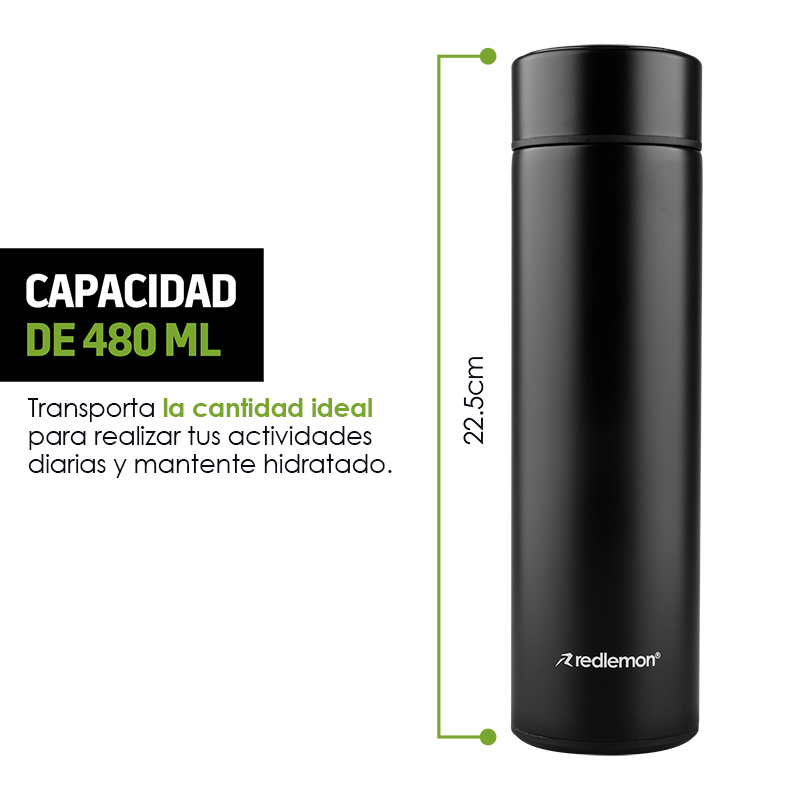 Termo Inteligente con Lector de Temperatura 480 ml Redlemon.
