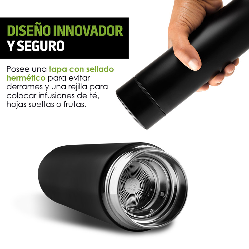 Termo Inteligente con Lector de Temperatura 480 ml Redlemon.