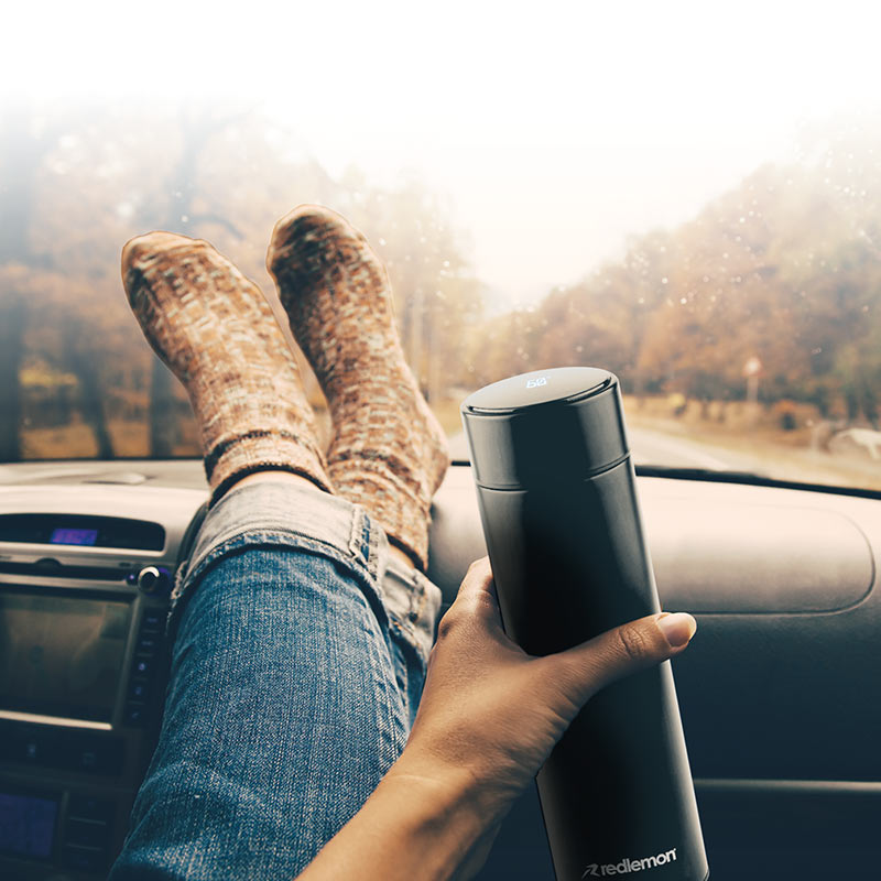 Termo Inteligente con Lector de Temperatura 480 ml Redlemon.