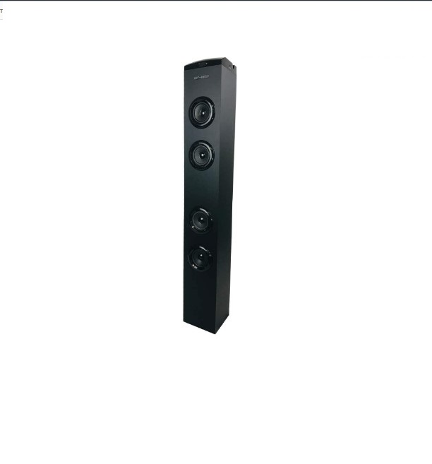 ART+SOUND Bocina Bluetooth de Torre Diseño Portable Altavoz de Alta Potencia con Sistema Radio FM Conexión AUX Control Remoto Infrarrojo Color Negro Matte AR1002 (Renovado)