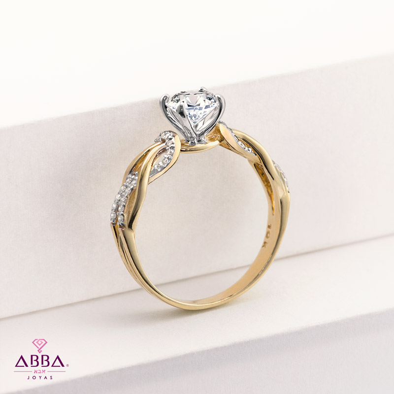 ANILLO DE COMPROMISO TRECCIA ORO 10K ABBA JOYAS 