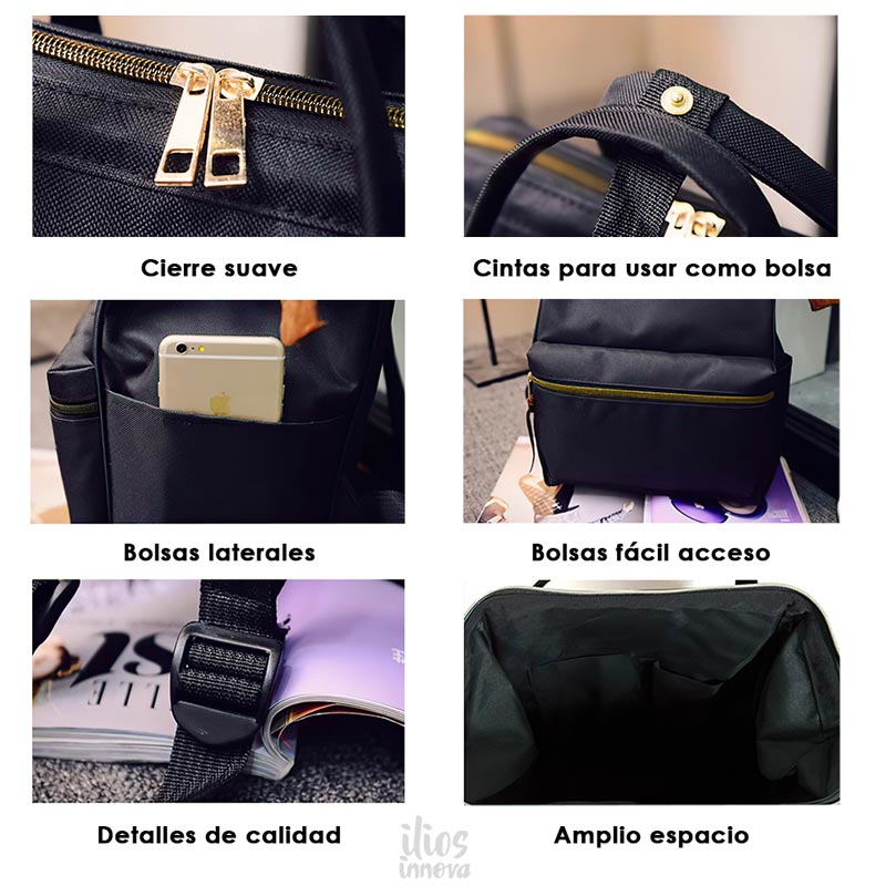 Mochila Pañalera Moderna Multiusos Amplia Básica