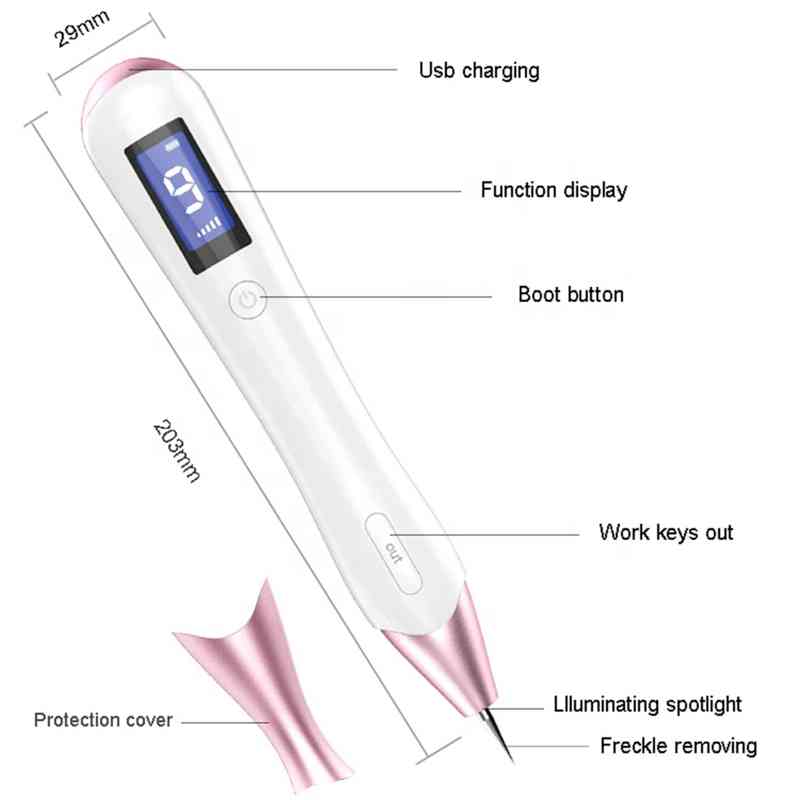 Pluma Plasma Cauterizador Quita Verrugas Genitales Pecas con Luz Led
