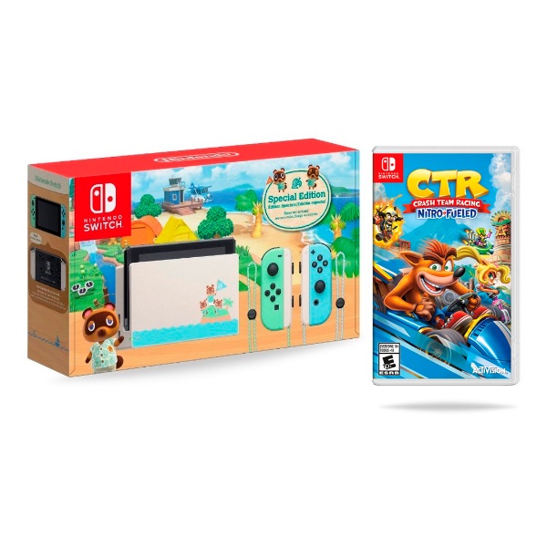 Nintendo Switch Animal Crossing + Crash Team Racing Nitro