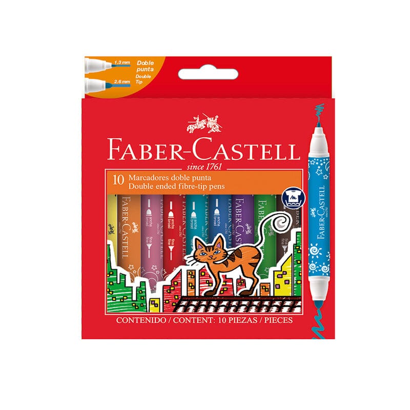 Plumones Doble Punta c/10 lavables Faber- Castell