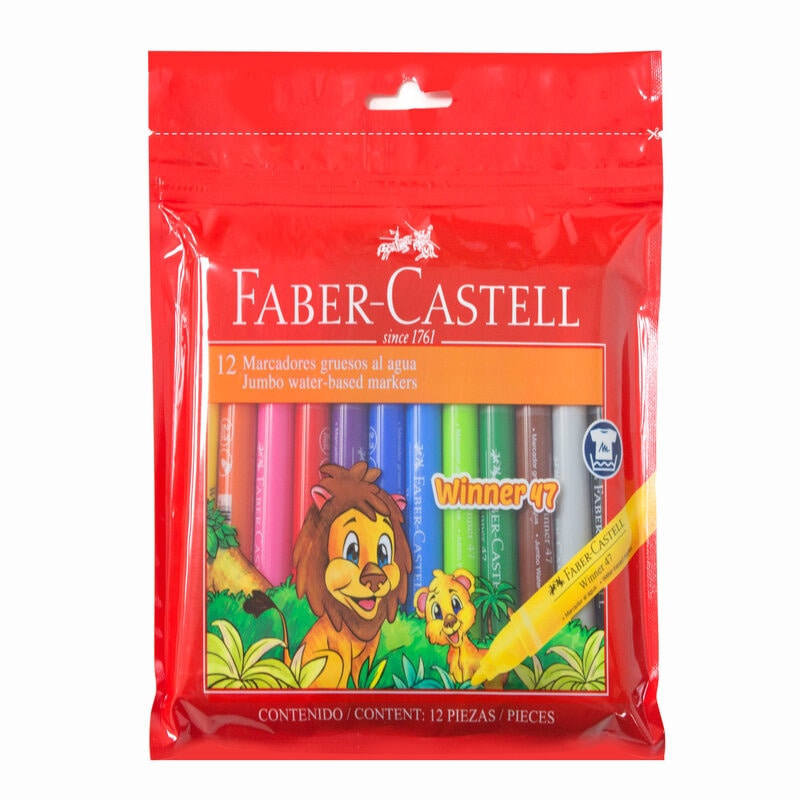 Plumones Gruesos Winner 47 c/12 lavable Faber- Castell