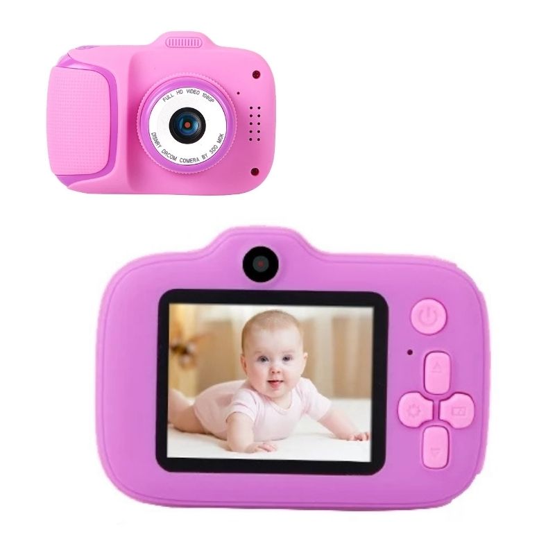 Cámara Digital para Niños, LBP, Fotografía y Video, USB Recargable, HD 2000W 1080P, 9cm (3.5in) -Rosa