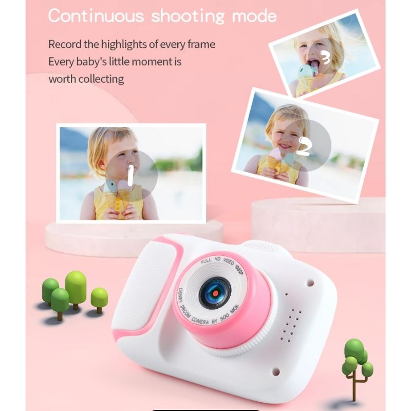 Cámara Digital para Niños, LBP, Fotografía y Video, USB Recargable, HD 2000W 1080P, 9cm (3.5in) -Rosa