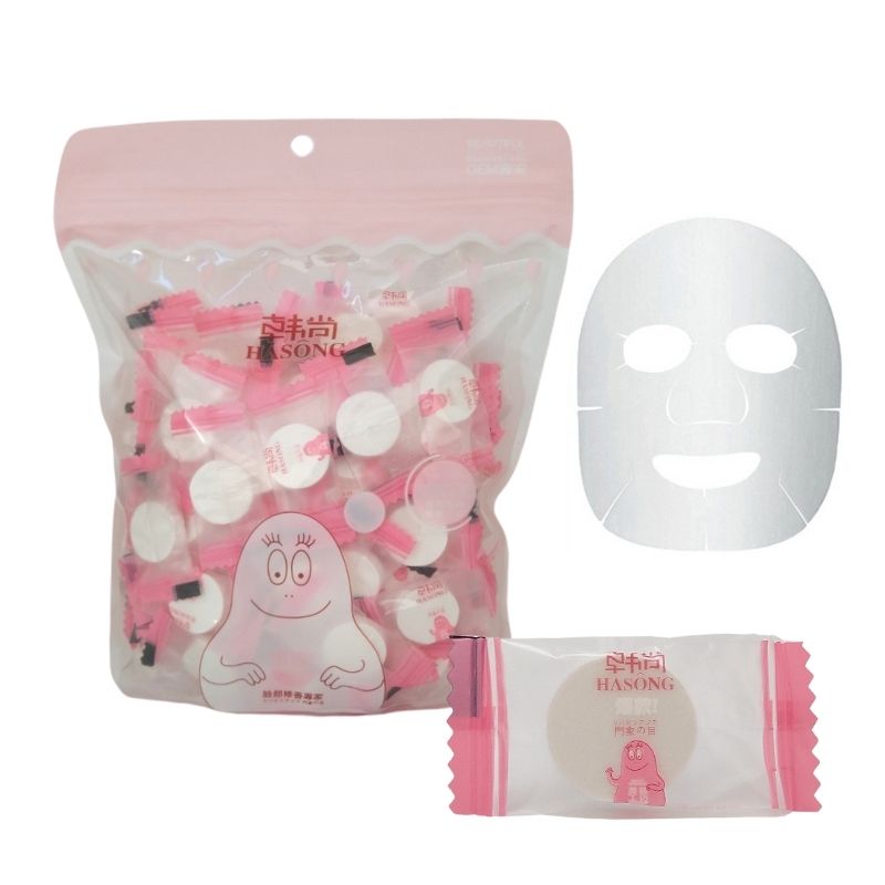 Paquete de 100 pz Mascarillas Faciales Comprimidas para Limpieza, LBP, Desechables en Empaque Individual