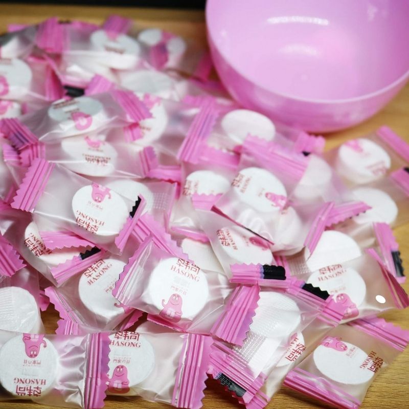 Paquete de 100 pz Mascarillas Faciales Comprimidas para Limpieza, LBP, Desechables en Empaque Individual