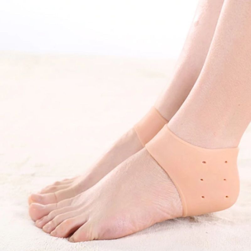 1 Par Plantillas de Silicona Gel para el Cuidado del Pie Talón, LBP, Elásticas, Soporte -Color Piel