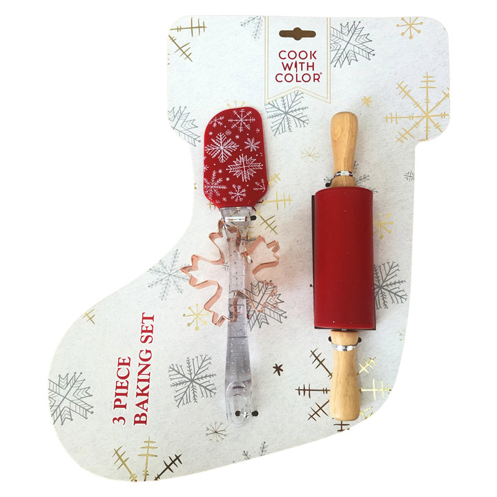 Kit Espátula, Mini-Rodillo y Cortador de Galletas Navideño.
