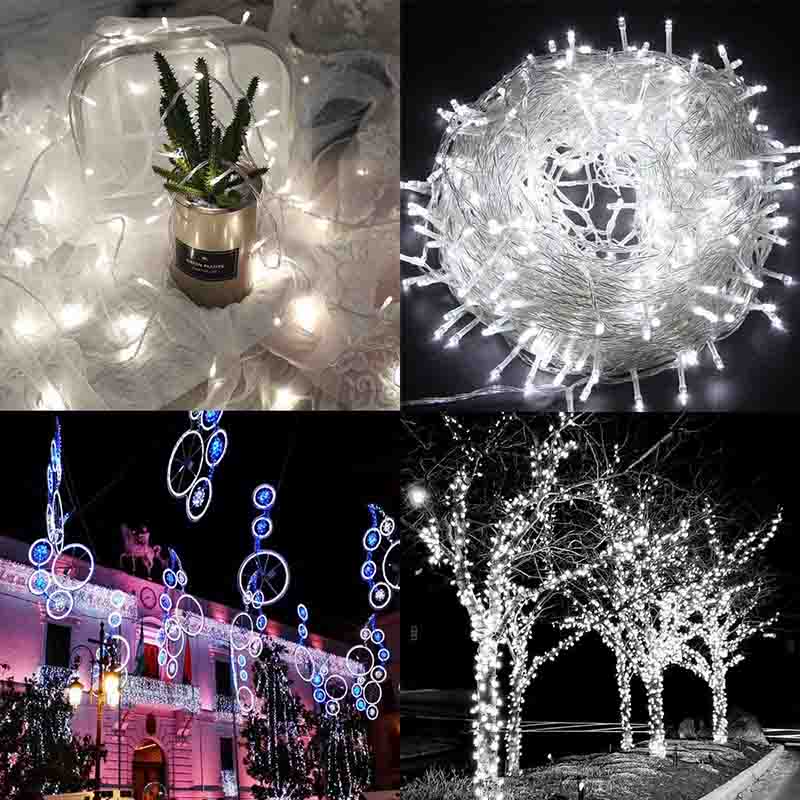 200 luces LED de Navidad con 6 modos de iluminación y mini luz impermeable, para interiores y exteriores, ceremonias de cumpleaños, bodas, fiestas, decoración de recámara (BLANCA)