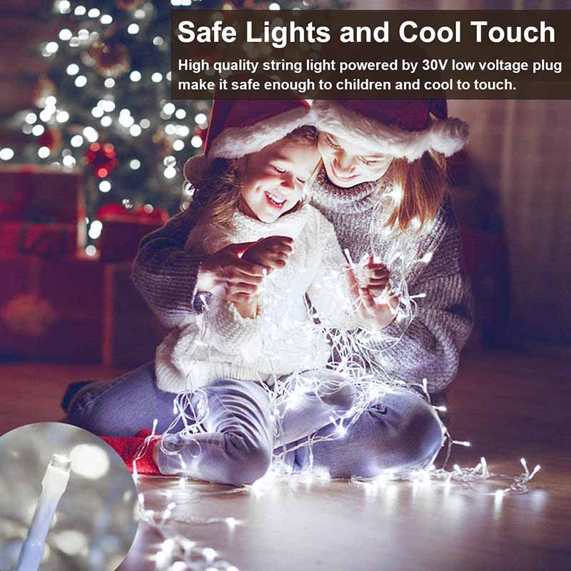  300 luces LED de Navidad con 8 modos de iluminación y mini luz impermeable, para interiores y exteriores, ceremonias de cumpleaños, bodas, fiestas, decoración de recámara (BLANCA)