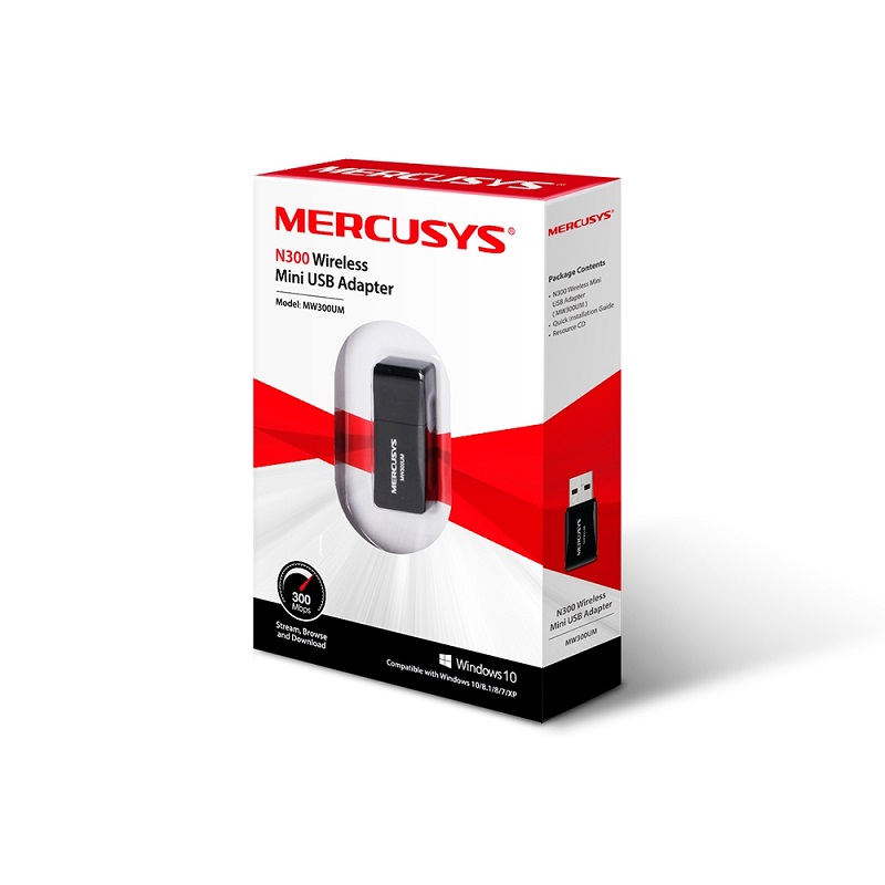 Adaptador De Red Usb Mercusys Mw300um Wifi 300 Mbp