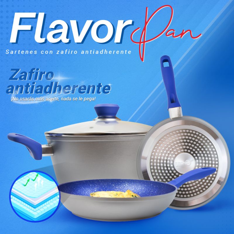 Juego Sartenes Stone Antiadherentes Tefal Zafiro Flavor Pan