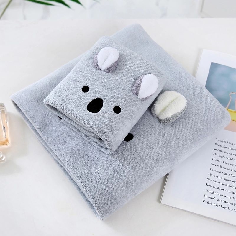 Toalla de Manos Felpa Carita de Conejo, LBP, Suave, Super absorbente, 72cm (28.3in) -Gris