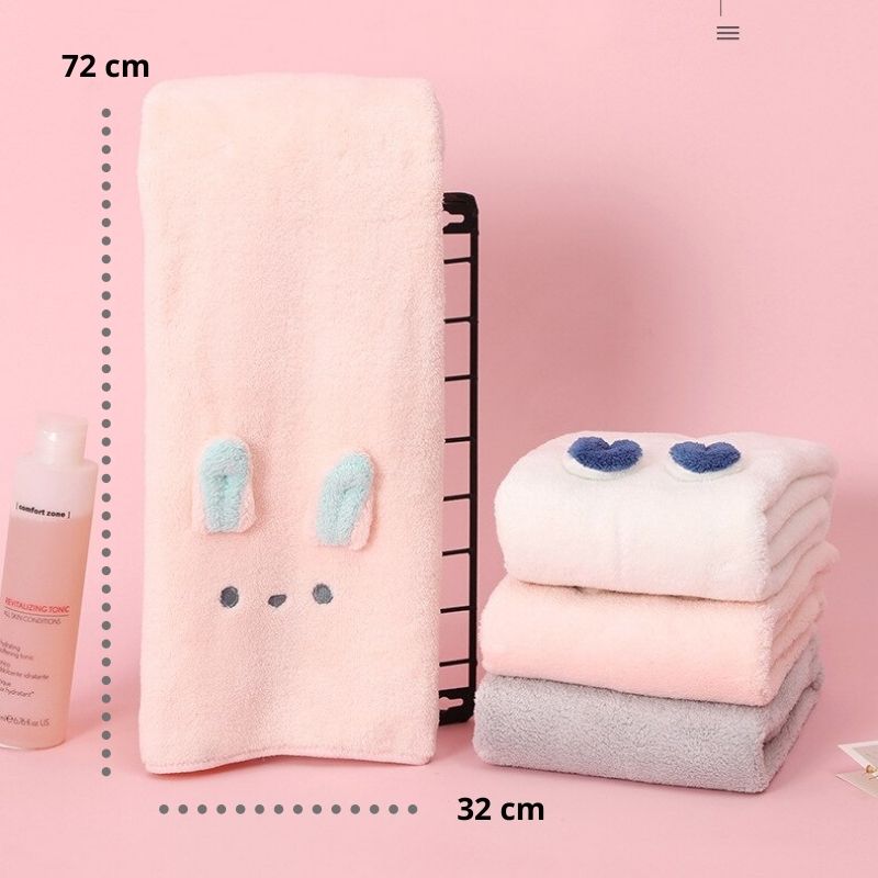 Toalla de Manos Felpa Carita de Conejo, LBP, Suave, Super absorbente, 72cm (28.3in) -Gris