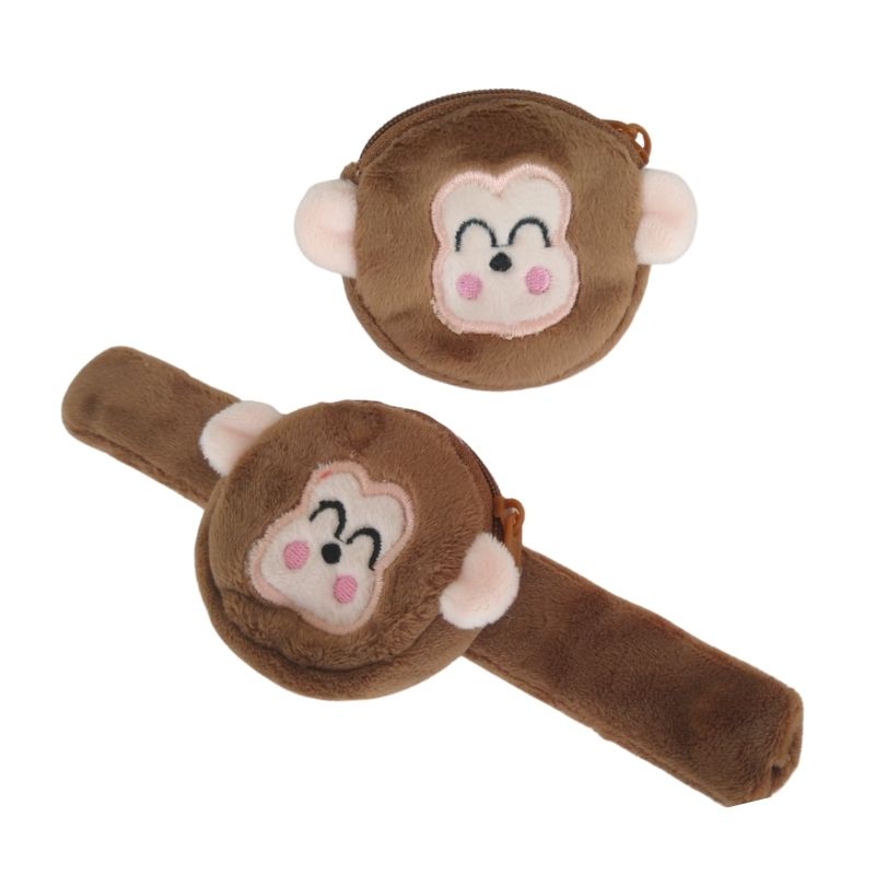 Pulsera Monedero de Felpa para Niños Diseño Animales, LBP, Magnética, Peluche -Chango