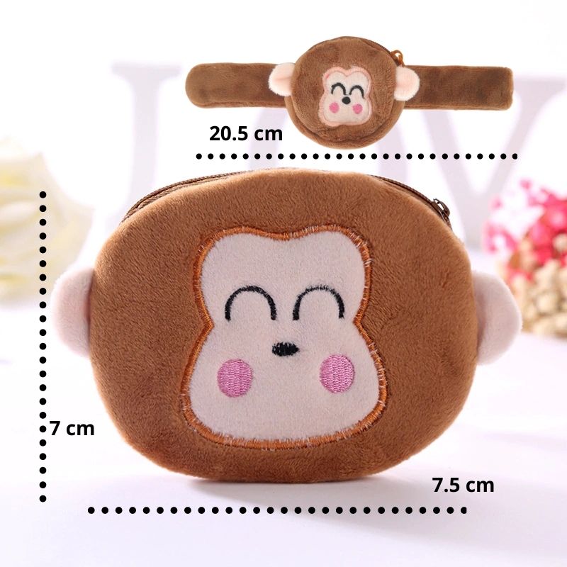 Pulsera Monedero de Felpa para Niños Diseño Animales, LBP, Magnética, Peluche -Chango