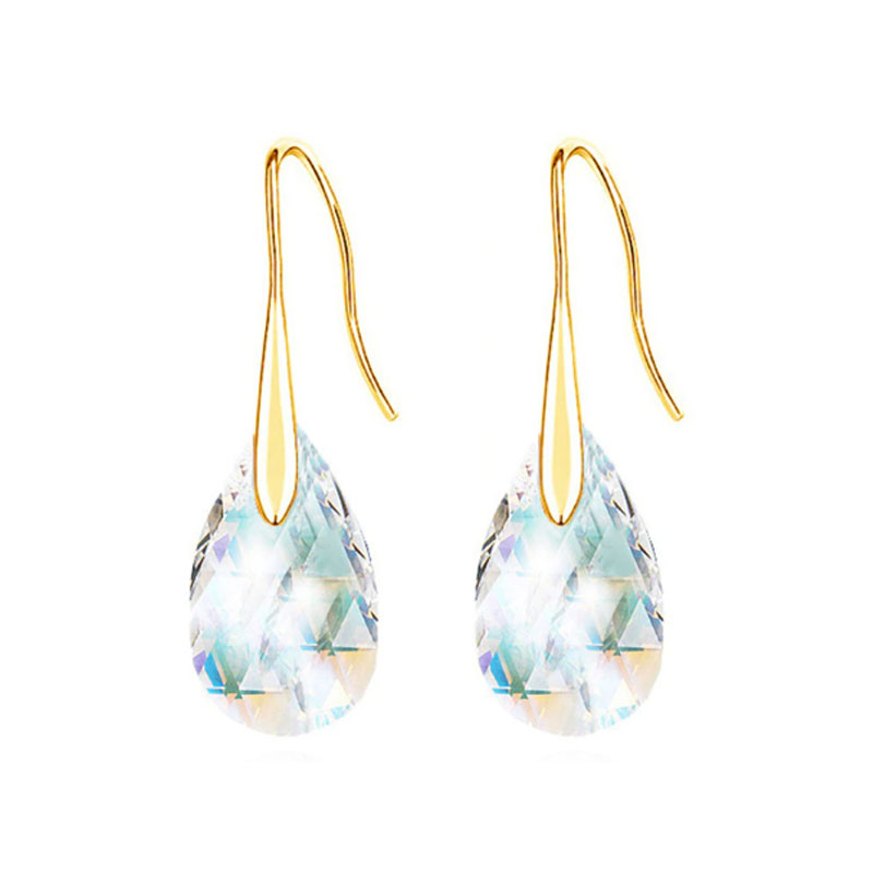 Aretes  SELECT CRISTALES GOTA CH tipo Swarovski dorado