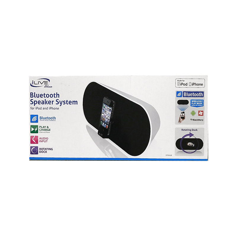 iLive - Bocina Bluetooth y Entrada compatible iPod/iPhone 4 con carga (Negro)