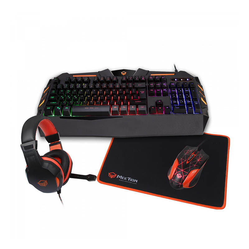 Meetion - Combo Gaming 4 en 1 para computadora Teclado, Mouse, Diadema y Mouse Pad Gamer
