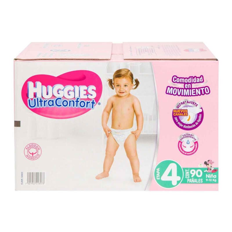 Pañales Etapa 4 Huggies UltraConfort Niña 90 pzas