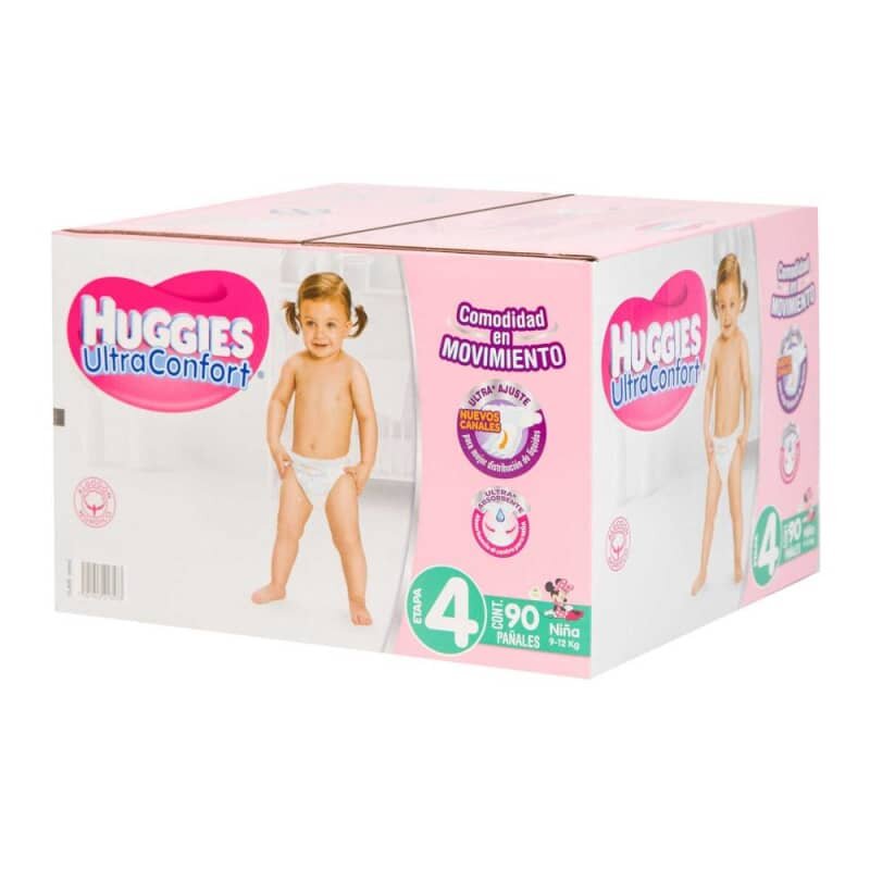 Pañales Etapa 4 Huggies UltraConfort Niña 90 pzas